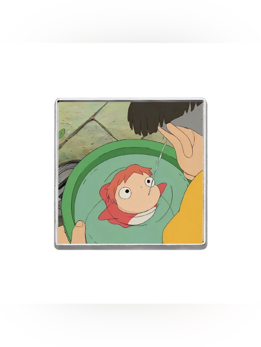 Red-Haired Fish Square Pin | Screen Printed Lapel Pin - Picture 2 of 4